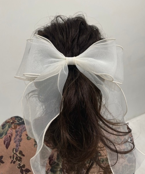 ap retro(アプレトロ)の「オーガンジーヘアリボンゴム【ZOZO限定アイテム】(ヘアゴム・レディース・ホワイト/ピンク/グレー/ブラック/ベージュ/ネイビー・FREE)」の9枚目の写真