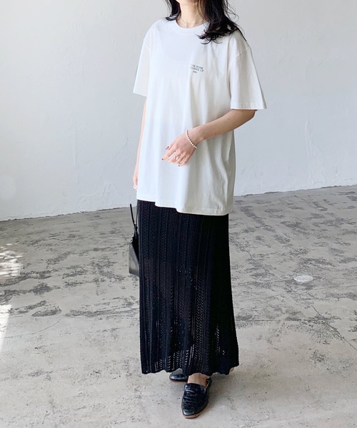 LIAN（リアン）の「MERPEOPLEロゴプリントTシャツ（Tシャツ/カットソー・レディース・ブルー/ベージュ/スミクロ/オフホワイト/オートミール/グリーン/オレンジ/ブルー系その他/ライトグリーン・FREE）」の11枚目の写真