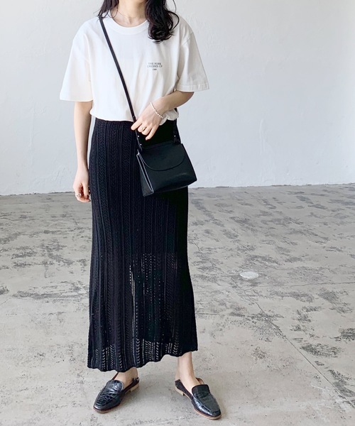 LIAN（リアン）の「MERPEOPLEロゴプリントTシャツ（Tシャツ/カットソー・レディース・ブルー/ベージュ/スミクロ/オフホワイト/オートミール/グリーン/オレンジ/ブルー系その他/ライトグリーン・FREE）」の14枚目の写真