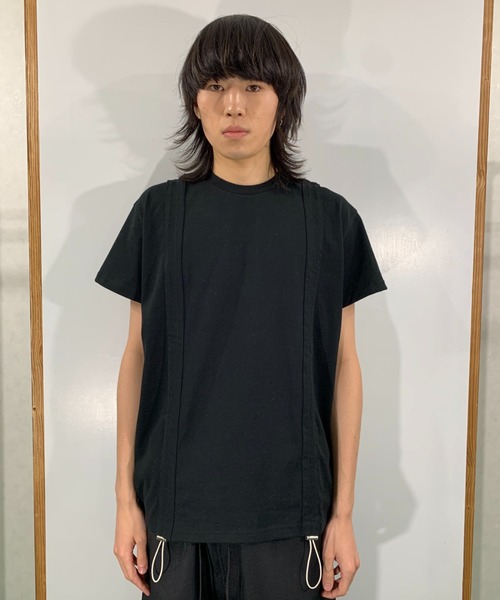 SYU.HOMME/FEMM（シュウ）の「SYU.HOMME/FEMM/シュウ/オム/フェム/Laceup Pullover Sweater（Tシャツ/カットソー・メンズ・オフホワイト/ブラック・1/2）」の2枚目の写真