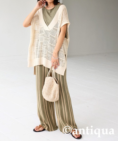 antiqua（アンティカ）の「綿100％ボートネックスラブタンク（タンクトップ・レディース・ブラック/オフホワイト/カーキ/ブラウン系その他/ベージュ系その他・M/L）」の22枚目の写真