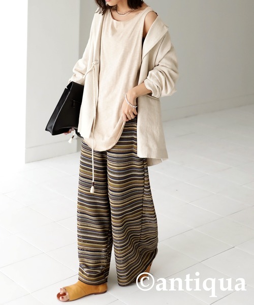 antiqua（アンティカ）の「綿100％ボートネックスラブタンク（タンクトップ・レディース・ブラック/オフホワイト/カーキ/ブラウン系その他/ベージュ系その他・M/L）」の17枚目の写真