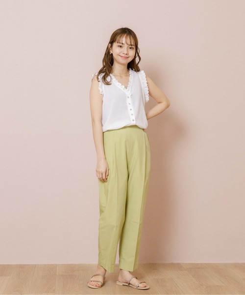 flower（フラワー）の「ワイドテーパードパンツ（その他パンツ・レディース・アイボリー/グリーン・FREE）」の3枚目の写真