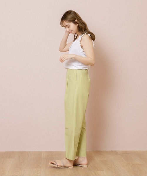 flower（フラワー）の「ワイドテーパードパンツ（その他パンツ・レディース・アイボリー/グリーン・FREE）」の6枚目の写真