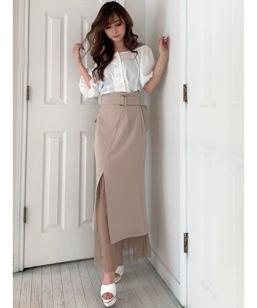 RESEXXY（リゼクシー）の「チュールドッキングスカート（スカート・レディース・ベージュ/カーキ/ブラック・FREE）」の7枚目の写真