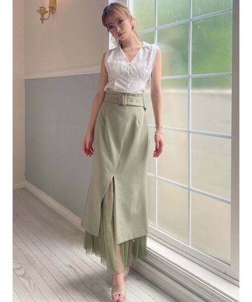 RESEXXY（リゼクシー）の「チュールドッキングスカート（スカート・レディース・ベージュ/カーキ/ブラック・FREE）」の11枚目の写真