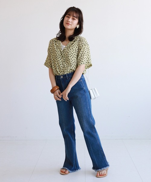 SLOBE citron.（スローブシトロン）の「SLOBE citron. ヴィンテージプリント開襟シャツ◆（シャツ/ブラウス・レディース・ベージュ/イエロー・FREE）」の6枚目の写真