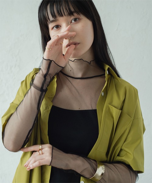 miette(ミエット)の「ハイネックシアートップス(Tシャツ/カットソー・レディース・アイボリー/ブラック/カーキ/ボルドー/グリーン/レッド/ブルー/イエロー/ピンク/オレンジ・F)」の15枚目の写真