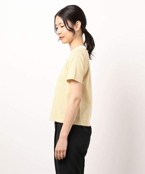 mimi toujours（ミミトゥジュール）の「Tシャツ ボーダー 刺繍入り omom×mimi toujours（Tシャツ/カットソー・レディース・イエロー/グリーン・M）」の17枚目の写真