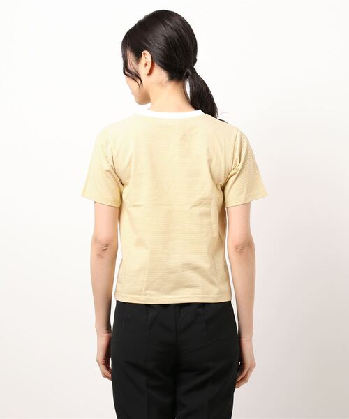 mimi toujours（ミミトゥジュール）の「Tシャツ ボーダー 刺繍入り omom×mimi toujours（Tシャツ/カットソー・レディース・イエロー/グリーン・M）」の18枚目の写真
