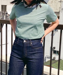 Tシャツ ボーダー 刺繍入り omom×mimi toujours