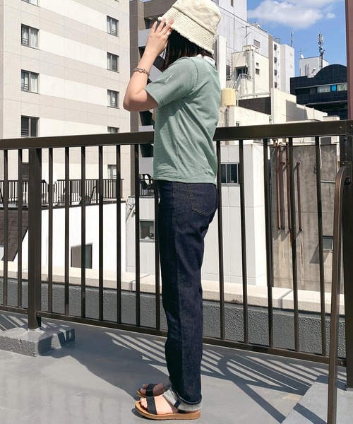 mimi toujours（ミミトゥジュール）の「Tシャツ ボーダー 刺繍入り omom×mimi toujours（Tシャツ/カットソー・レディース・イエロー/グリーン・M）」の3枚目の写真