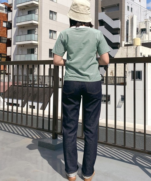 mimi toujours（ミミトゥジュール）の「Tシャツ ボーダー 刺繍入り omom×mimi toujours（Tシャツ/カットソー・レディース・イエロー/グリーン・M）」の4枚目の写真