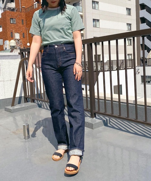 mimi toujours（ミミトゥジュール）の「Tシャツ ボーダー 刺繍入り omom×mimi toujours（Tシャツ/カットソー・レディース・イエロー/グリーン・M）」の6枚目の写真