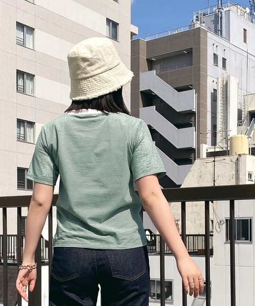 mimi toujours（ミミトゥジュール）の「Tシャツ ボーダー 刺繍入り omom×mimi toujours（Tシャツ/カットソー・レディース・イエロー/グリーン・M）」の8枚目の写真