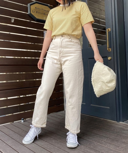 mimi toujours（ミミトゥジュール）の「Tシャツ ボーダー 刺繍入り omom×mimi toujours（Tシャツ/カットソー・レディース・イエロー/グリーン・M）」の9枚目の写真