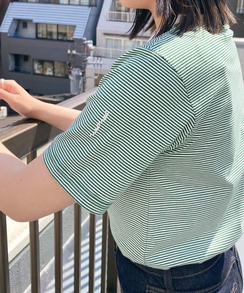 mimi toujours（ミミトゥジュール）の「Tシャツ ボーダー 刺繍入り omom×mimi toujours（Tシャツ/カットソー・レディース・イエロー/グリーン・M）」の14枚目の写真