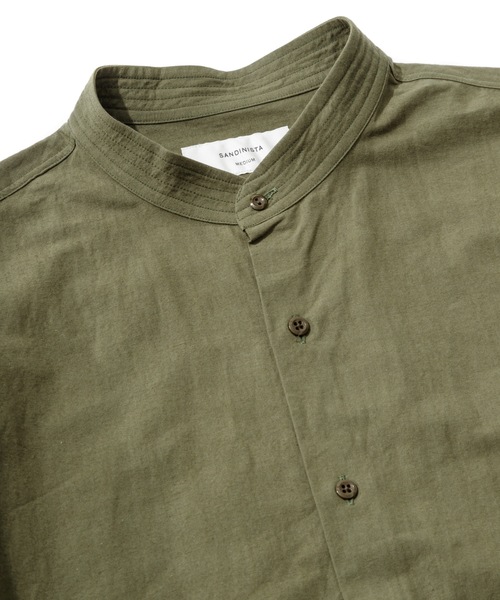 Sandinista(サンディニスタ)の「Band Collar Cotton Linen Military S/S Shirt / バンドカラーコットンリネンミリタリー半袖シャツ(シャツ/ブラウス・メンズ・ブラック/ベージュ/オリーブ・SMALL/MEDIUM/LARGE)」の4枚目の写真