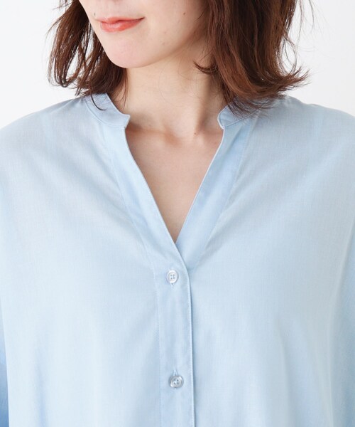 SHOO・LA・RUE（シューラルー）の「◆リネンブレンドチュニックシャツワンピース（ワンピース・レディース・オレンジ/ブルー/ホワイト系その他3・02/03/04）」の7枚目の写真