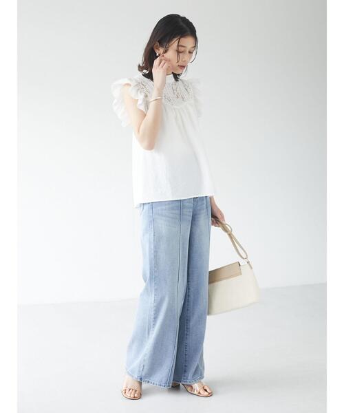 ELENCARE DUE（エレンカーレデュエ）の「・ELENCARE DUE レース×ラッフルブラウス＊（シャツ/ブラウス・レディース・ブラック/グレー/オフホワイト/ブルー・FREE）」の10枚目の写真