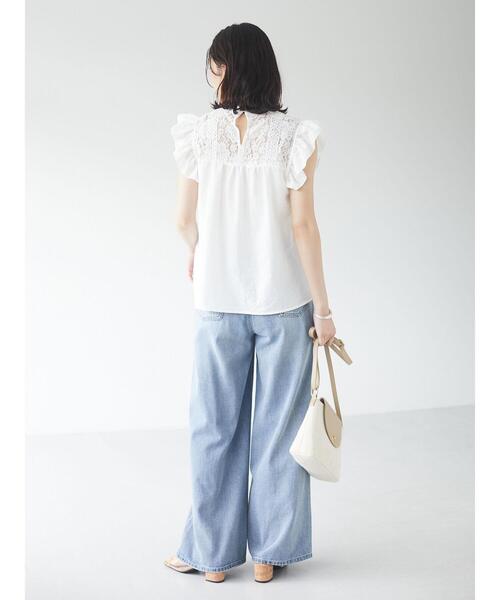 ELENCARE DUE（エレンカーレデュエ）の「・ELENCARE DUE レース×ラッフルブラウス＊（シャツ/ブラウス・レディース・ブラック/グレー/オフホワイト/ブルー・FREE）」の7枚目の写真