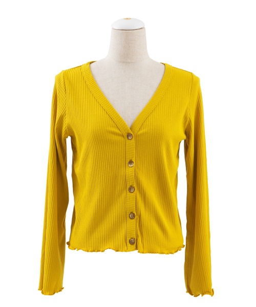 PUNYUS（プニュズ）の「リブラッフルカーディガン（カーディガン/ボレロ・レディース・グリーン/ブラック/イエロー・2/1/4/3）」の9枚目の写真