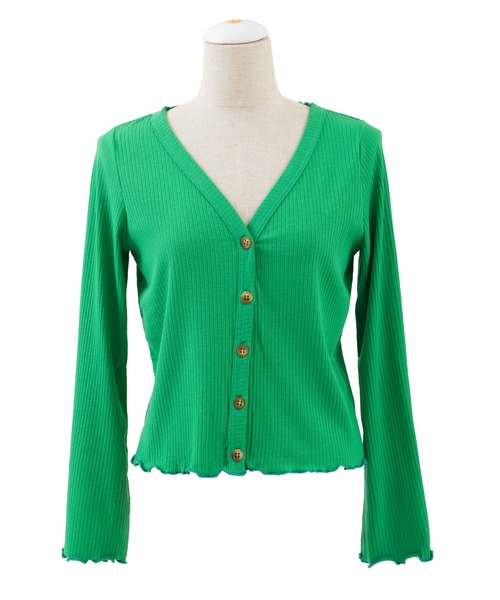 PUNYUS（プニュズ）の「リブラッフルカーディガン（カーディガン/ボレロ・レディース・グリーン/ブラック/イエロー・2/1/4/3）」の10枚目の写真