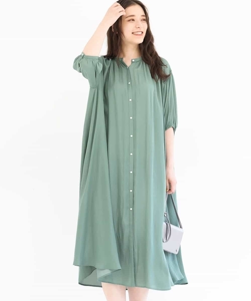 Klein エムケーミッシェルクラン のファッション Michel Mk サテン地サックワンピース ワンピース Mk ワンピース 洗濯機で洗える Michel