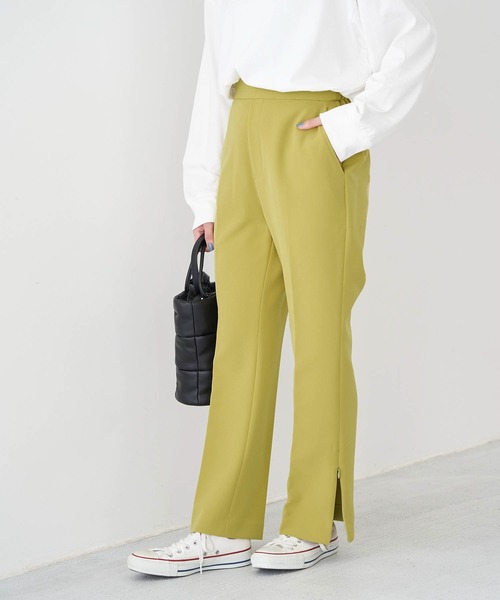 ROPE' PICNIC(ロペピクニック)の「【低身長向け】【ラク美】【WEB限定】ファスナースリットカラーパンツ(その他パンツ・レディース・ブラック/イエロー系その他3/カーキ/パープル系その他/イエロー系その他5・34/36/38)」の5枚目の写真