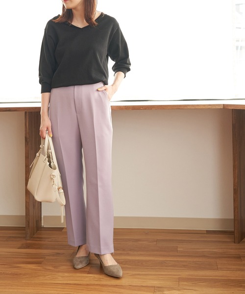 ROPE' PICNIC(ロペピクニック)の「【低身長向け】【ラク美】【WEB限定】ファスナースリットカラーパンツ(その他パンツ・レディース・ブラック/イエロー系その他3/カーキ/パープル系その他/イエロー系その他5・34/36/38)」の18枚目の写真