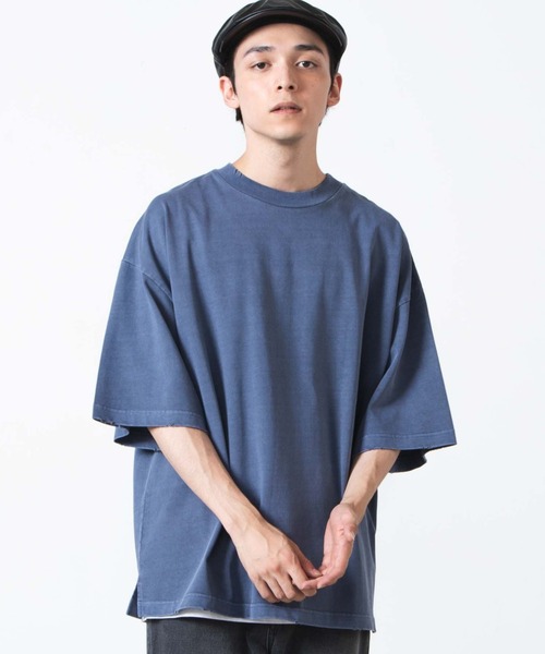 WEGO（ウィゴー）の「WEGO/ヘビーウエイト ダメージビッグシルエットTシャツ（Tシャツ/カットソー・メンズ・ブラック/ホワイト/ブルー系その他・LARGE/MEDIUM）」の3枚目の写真