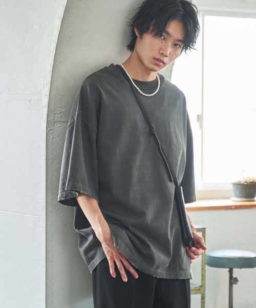 WEGO（ウィゴー）の「WEGO/ヘビーウエイト ダメージビッグシルエットTシャツ（Tシャツ/カットソー・メンズ・ブラック/ホワイト/ブルー系その他・LARGE/MEDIUM）」の12枚目の写真