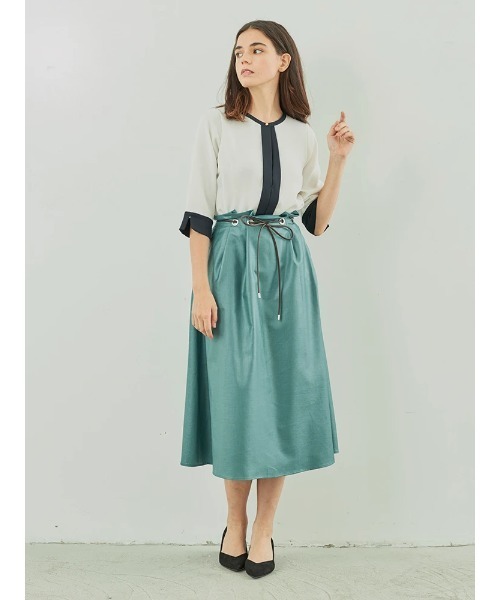 TONAL（トーナル）の「バイカラー2WAYネック7分袖ブラウス（シャツ 