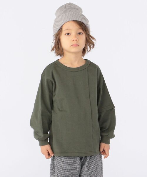 melple(メイプル)の「【SHIPS KIDS別注】melple:ミニ裏毛 パーム トップス(100~150cm)(Tシャツ/カットソー・キッズ・ライトオリーブ/キャメル・MEDIUM/LARGE/X-LARGE/SMALL)」の2枚目の写真