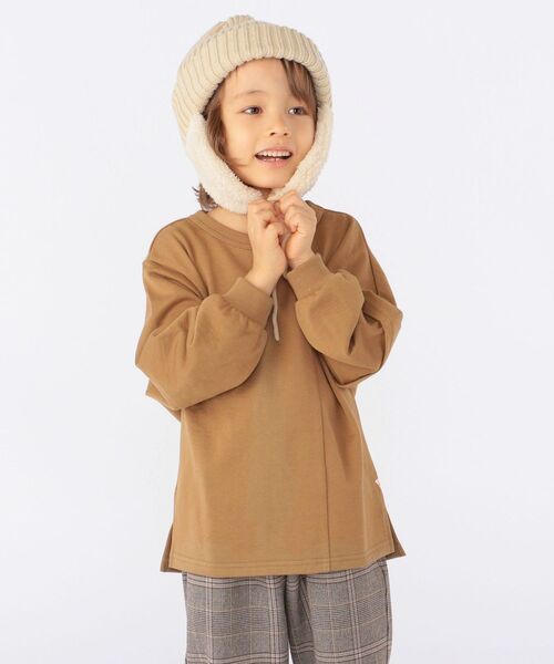 melple(メイプル)の「【SHIPS KIDS別注】melple:ミニ裏毛 パーム トップス(100~150cm)(Tシャツ/カットソー・キッズ・ライトオリーブ/キャメル・MEDIUM/LARGE/X-LARGE/SMALL)」の3枚目の写真