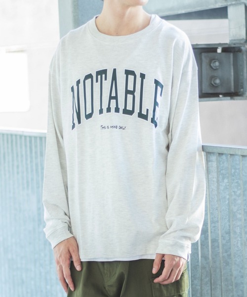 WEGO（ウィゴー）の「WEGO/カレッジロゴロンT（Tシャツ/カットソー・メンズ・オートミール/ネイビー/ダークグリーン/杢グレー/ブラック・SMALL/LARGE/MEDIUM）」の4枚目の写真