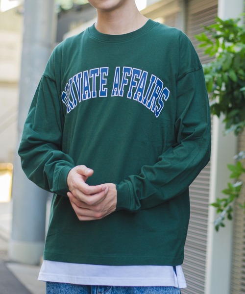 WEGO（ウィゴー）の「WEGO/カレッジロゴロンT（Tシャツ/カットソー・メンズ・オートミール/ネイビー/ダークグリーン/杢グレー/ブラック・SMALL/LARGE/MEDIUM）」の5枚目の写真