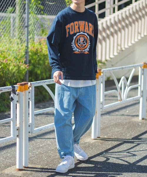 WEGO（ウィゴー）の「WEGO/カレッジロゴロンT（Tシャツ/カットソー・メンズ・オートミール/ネイビー/ダークグリーン/杢グレー/ブラック・SMALL/LARGE/MEDIUM）」の16枚目の写真