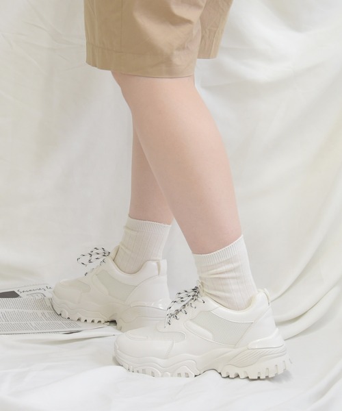 NOFALL（ノーフォール）の「シューレースダッドスニーカー（スニーカー・レディース・ホワイト/ブラック/ベージュ・LL/3L/S/M/L）」の14枚目の写真