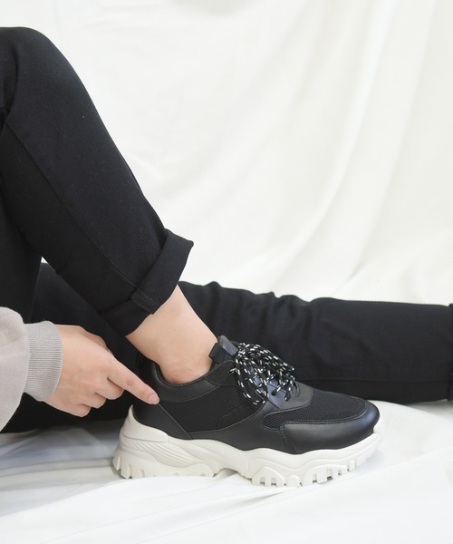 NOFALL（ノーフォール）の「シューレースダッドスニーカー（スニーカー・レディース・ホワイト/ブラック/ベージュ・LL/3L/S/M/L）」の8枚目の写真