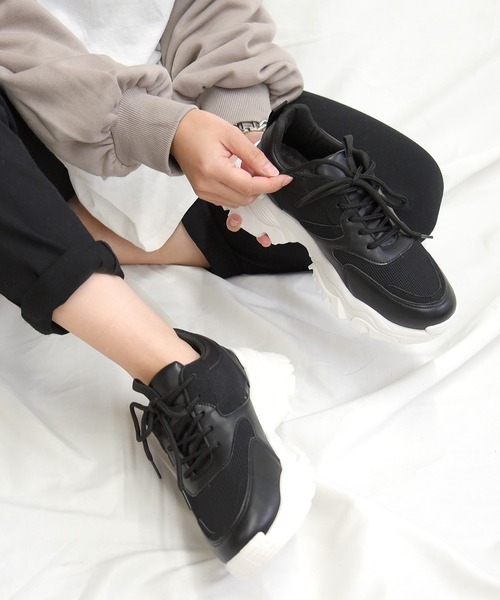 NOFALL（ノーフォール）の「シューレースダッドスニーカー（スニーカー・レディース・ホワイト/ブラック/ベージュ・LL/3L/S/M/L）」の11枚目の写真