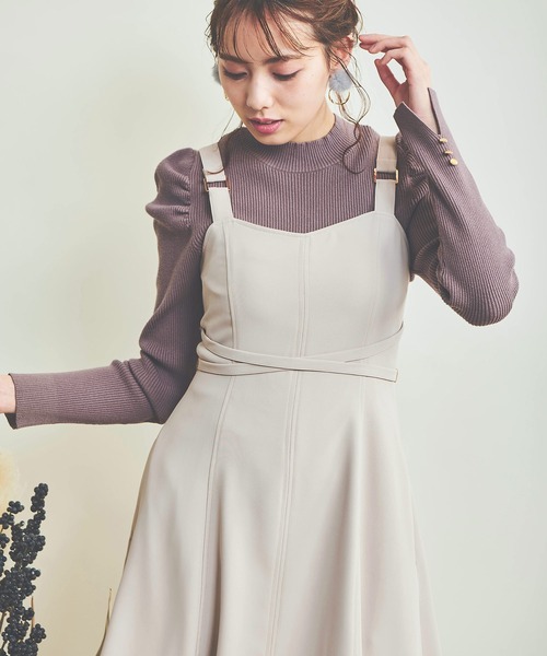 NOELA（ノエラ）の「クロスフレアジャンスカ（ジャンパースカート・レディース・ベージュ/ブラウン/その他1・S/M）」の7枚目の写真