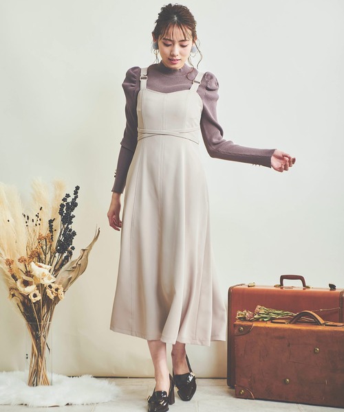 NOELA（ノエラ）の「クロスフレアジャンスカ（ジャンパースカート・レディース・ベージュ/ブラウン/その他1・S/M）」の9枚目の写真