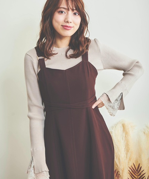 NOELA（ノエラ）の「クロスフレアジャンスカ（ジャンパースカート・レディース・ベージュ/ブラウン/その他1・S/M）」の12枚目の写真