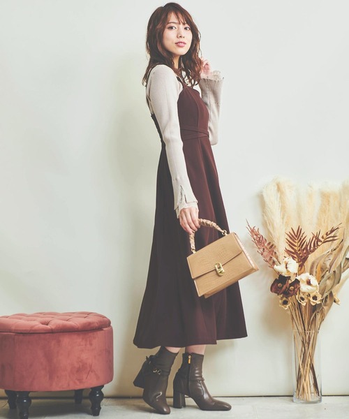 NOELA（ノエラ）の「クロスフレアジャンスカ（ジャンパースカート・レディース・ベージュ/ブラウン/その他1・S/M）」の13枚目の写真