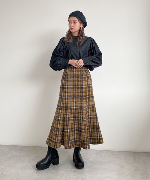 FREE'S MART(フリーズマート)の「【インフルエンサー森下愛里沙さんレコメンド】◆パフスリーブダンガリー長袖ブラウス(シャツ/ブラウス・レディース・ホワイト系その他/ブラック系その他/ダークネイビー・FREE)」の9枚目の写真