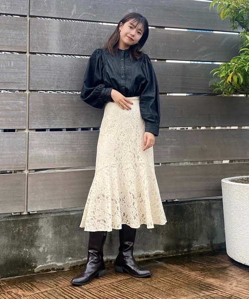 FREE'S MART(フリーズマート)の「【インフルエンサー森下愛里沙さんレコメンド】◆パフスリーブダンガリー長袖ブラウス(シャツ/ブラウス・レディース・ホワイト系その他/ブラック系その他/ダークネイビー・FREE)」の8枚目の写真