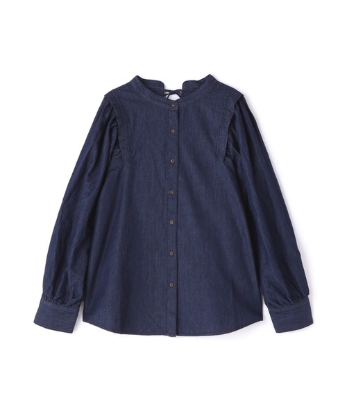 FREE'S MART(フリーズマート)の「【インフルエンサー森下愛里沙さんレコメンド】◆パフスリーブダンガリー長袖ブラウス(シャツ/ブラウス・レディース・ホワイト系その他/ブラック系その他/ダークネイビー・FREE)」の6枚目の写真