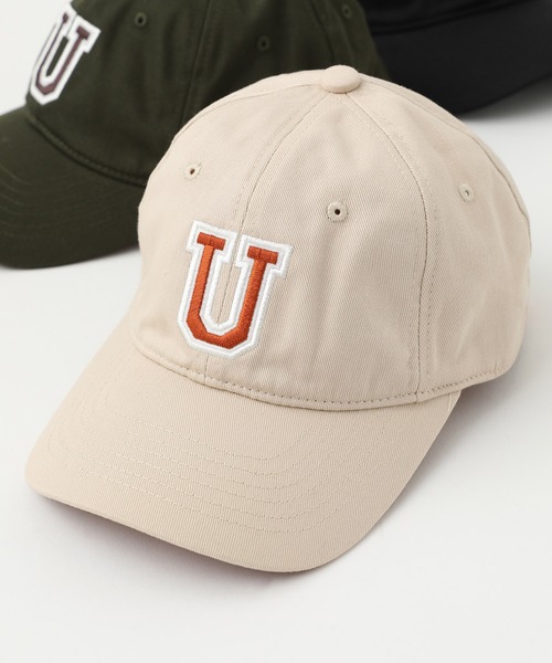 UNIVERSAL OVERALL（ユニバーサルオーバーオール）の「【UNIVERSAL OVERALL】カレッジロゴ刺繍 ローキャップ（キャップ・レディース・ブラック/グリーン/アイボリー・FREE）」の2枚目の写真