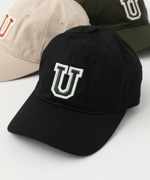 UNIVERSAL OVERALL（ユニバーサルオーバーオール）の「【UNIVERSAL OVERALL】カレッジロゴ刺繍 ローキャップ（キャップ・レディース・ブラック/グリーン/アイボリー・FREE）」の3枚目の写真